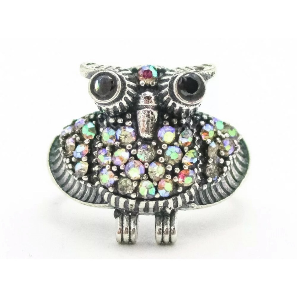 Cute owl gemstone ring